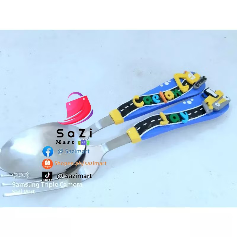 Bulldozer - Excavator Personalized Spoon and Fork