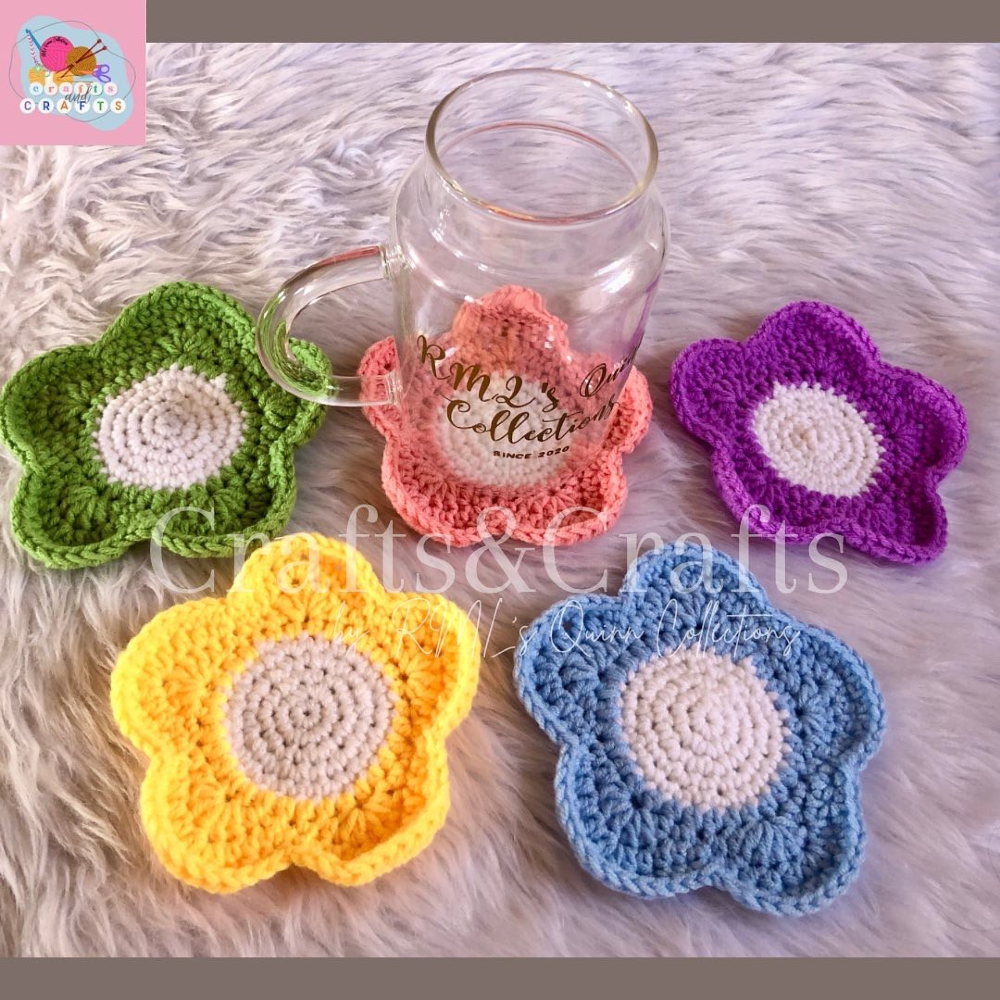 Crochet flower coaster