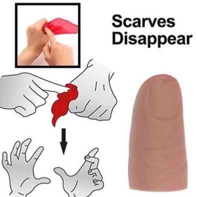 THUMB TIP VANISHING SILK CLOSE UP MAGIC TRICKS
