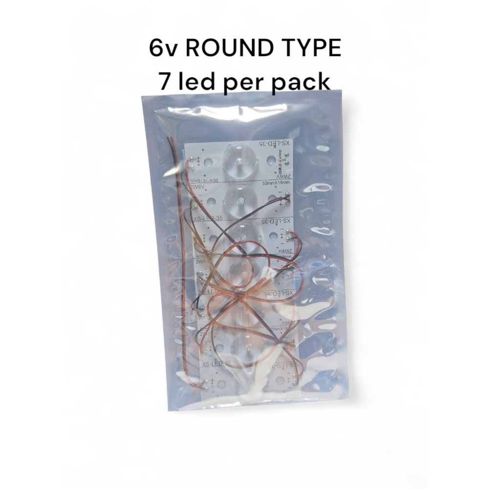 6v ROUND TYPE WITH WIRE FACTORY CUT 7 LED PER PACK