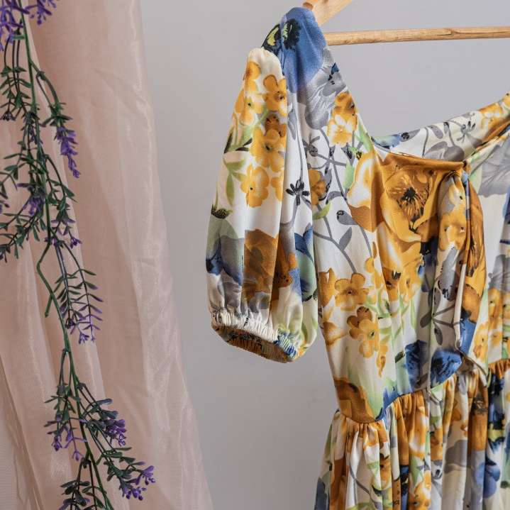 Floral Dolly Square Neck Mini Dress