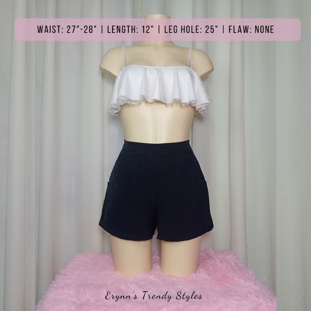 Plain Black Thrifted Shorts for Women TS06