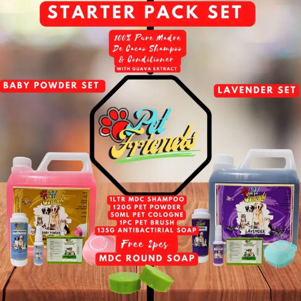 Pet shampoo and conditioner starter pack