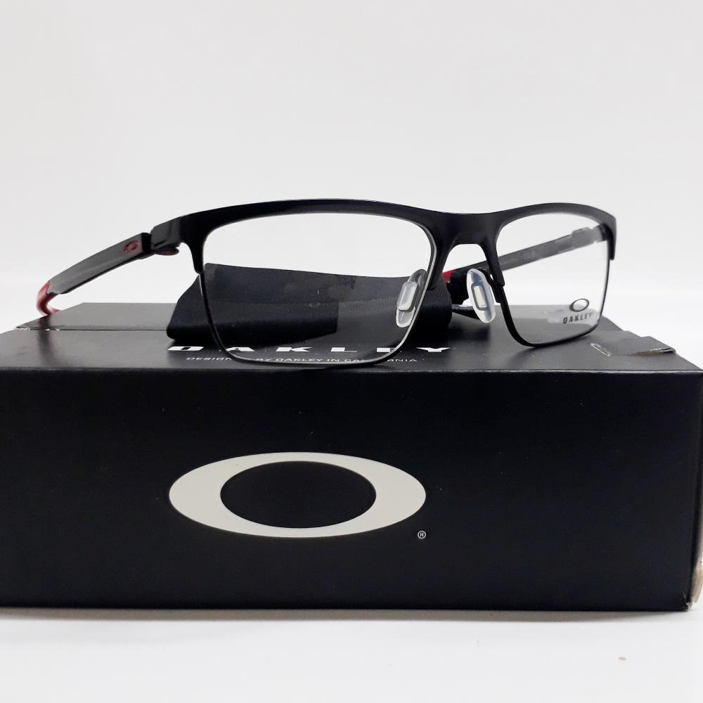 New Oakley Rx Cartridge 54 Satin Black Red Titanium Frame
