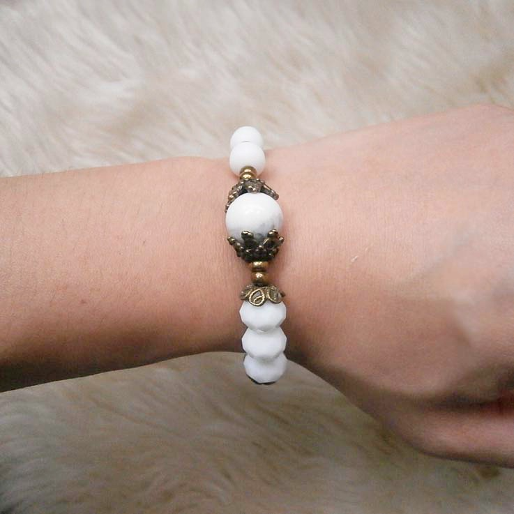 White Matte Agate Rosary Bracelet 