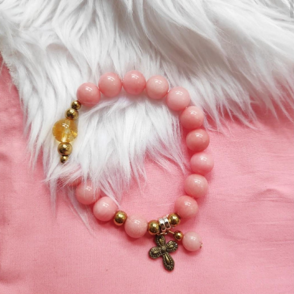 Pink Agate Rosary Bracelet