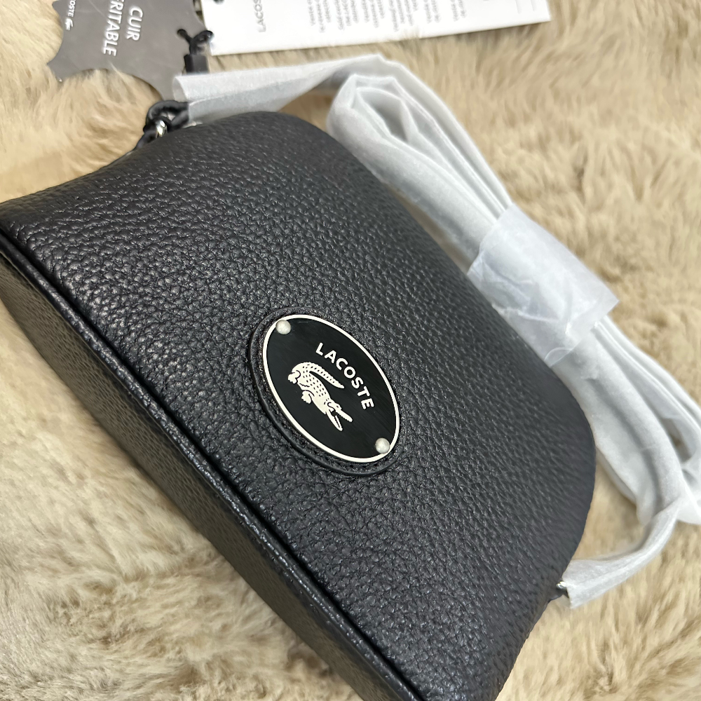 Women's LACOSTE Grained Leather Dome Crossover Bag