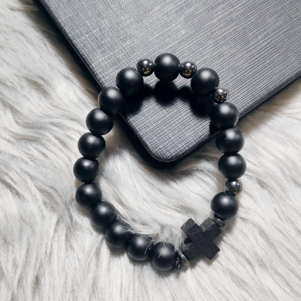 Matte Black Rosary Bracelet