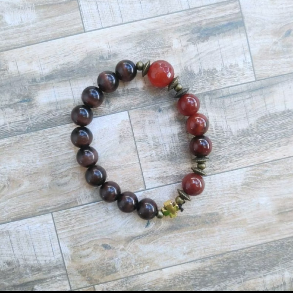 Brown Cats Eye Rosary Bracelet 