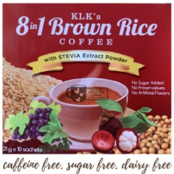 KLK 8 in 1 Brown Rice Coffee Caffeine Free Dairy Free Sugar Free Vegan Friendly