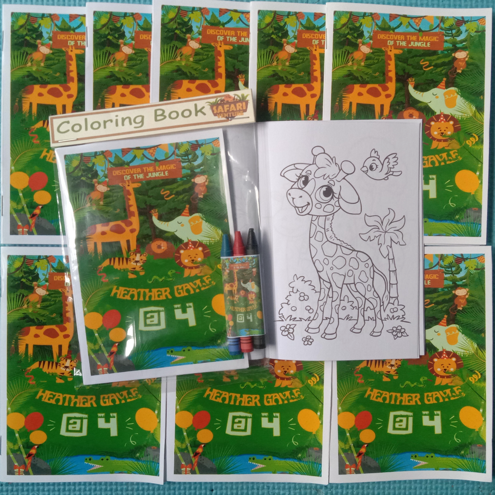 Safari,Animal Customized Coloring Book with free 2-3pcs Crayons