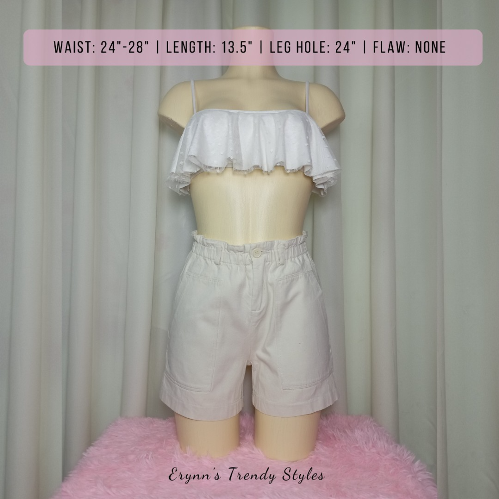 Beige Paperbag Waist Short Thrifted