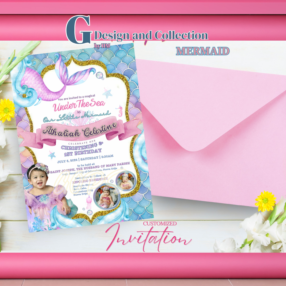 Invitation Card | Mermaid Theme | GDCinv#003 | 24pcs invitation per 1 qty