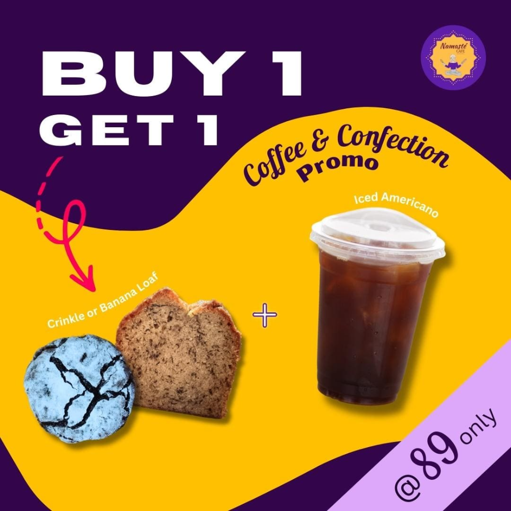 BUY 1 GET 1 Crinkle or Banana Loaf + Iced Americano