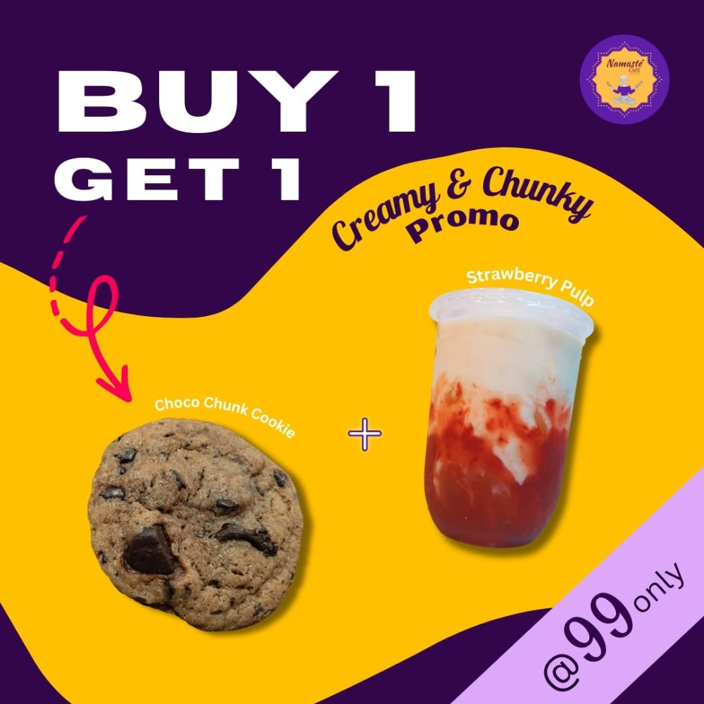 BUY 1 GET 1 Choco Chunk Cookie + Fruit Milk Strawberry Pulp