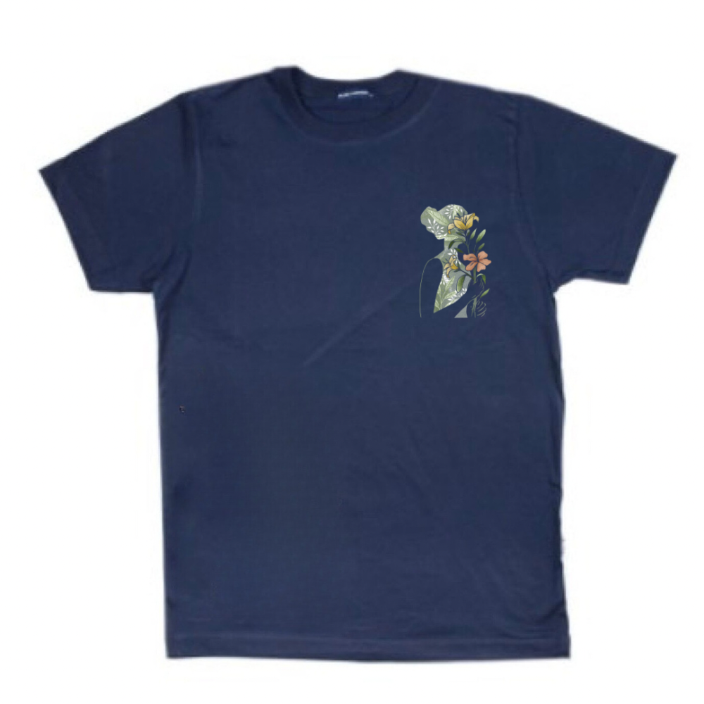 Navy Round Neck T-Shirt (Pocket Print)