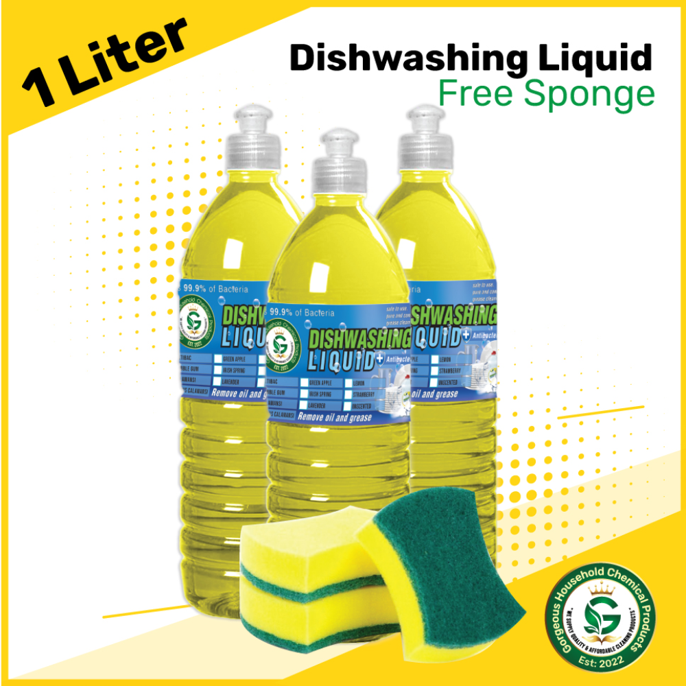 1L DISHWASHING LIQUID FLIPCAP COVER WITH DUAL PURPOSE SPONGE