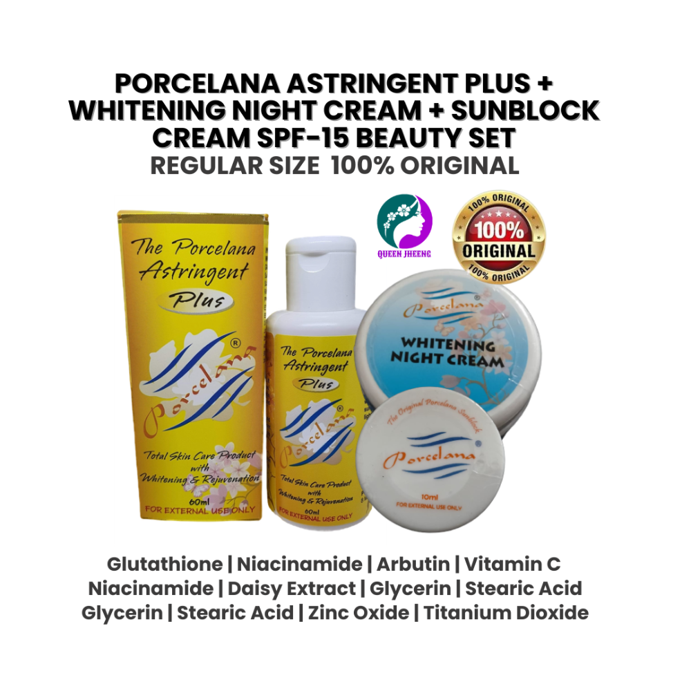 Porcelana SET Plus Astringent + Night Cream + Sunblock SPF15
