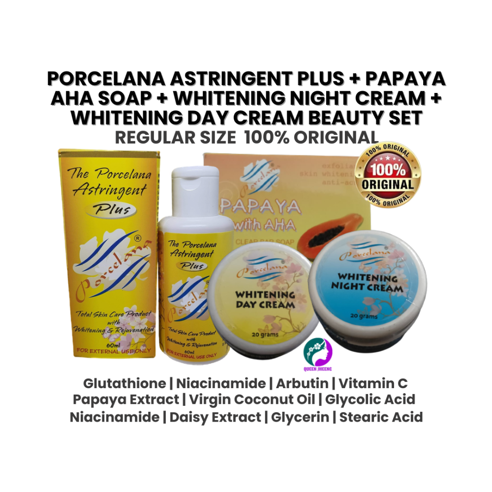 Porcelana SET PLUS Astringent + Papaya AHA + Night+Day Cream