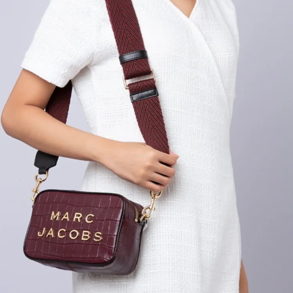 MARC JACOBS Croc-Embossed Flash Crossbody Bag in Syrah