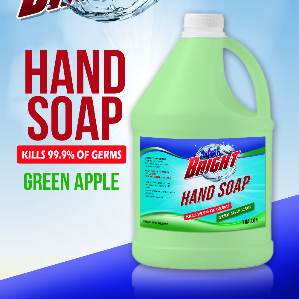 LIQUID HANDSOAP WITH MOISTURIZER 1 GALLON GREEN APPLE SCENT