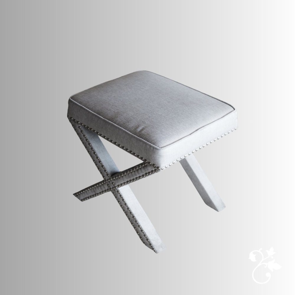 Upholstered X Stool with Chairnails