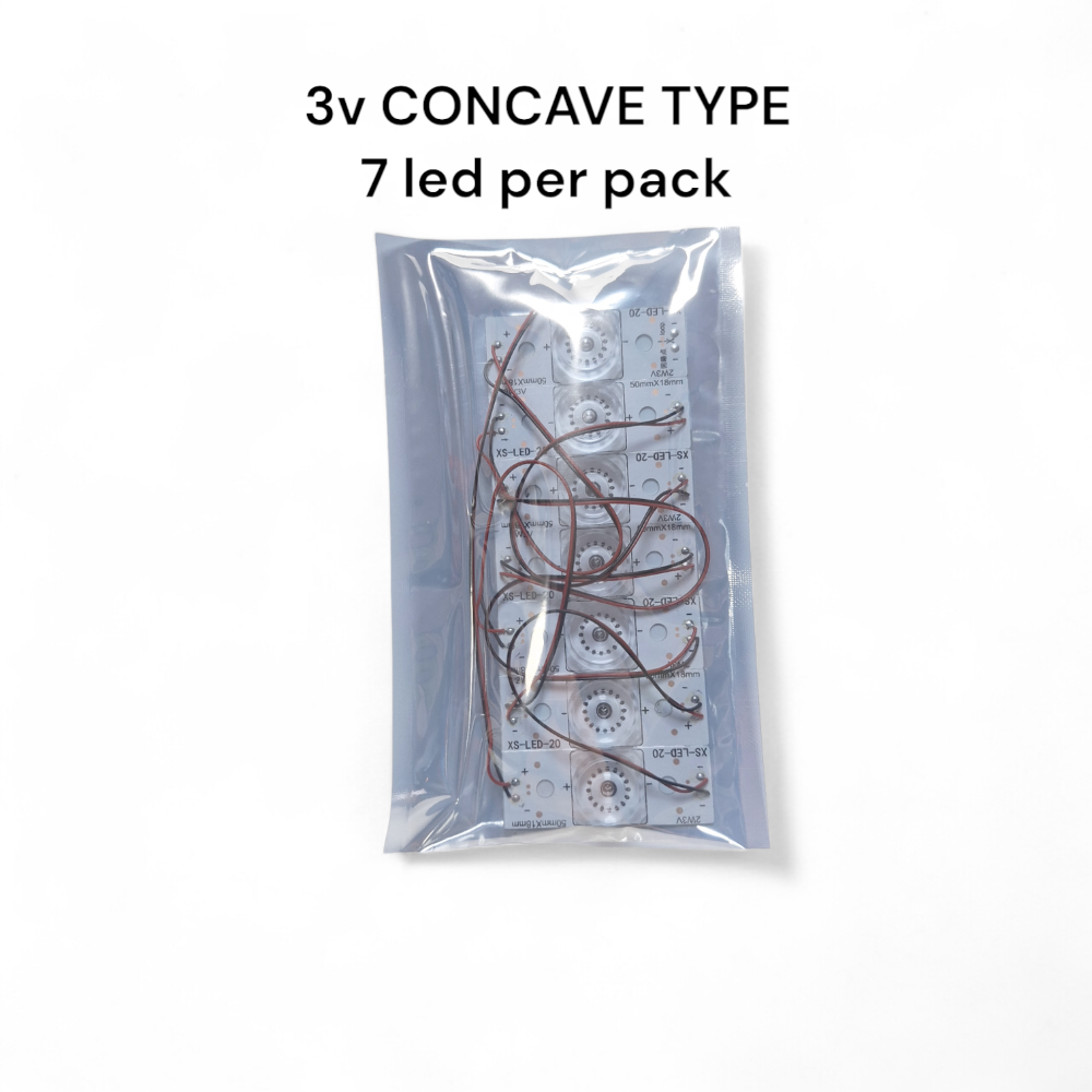 3v CONCAVE TYPE WITH WIRE FACTORY CUT 7 LED PER PACK