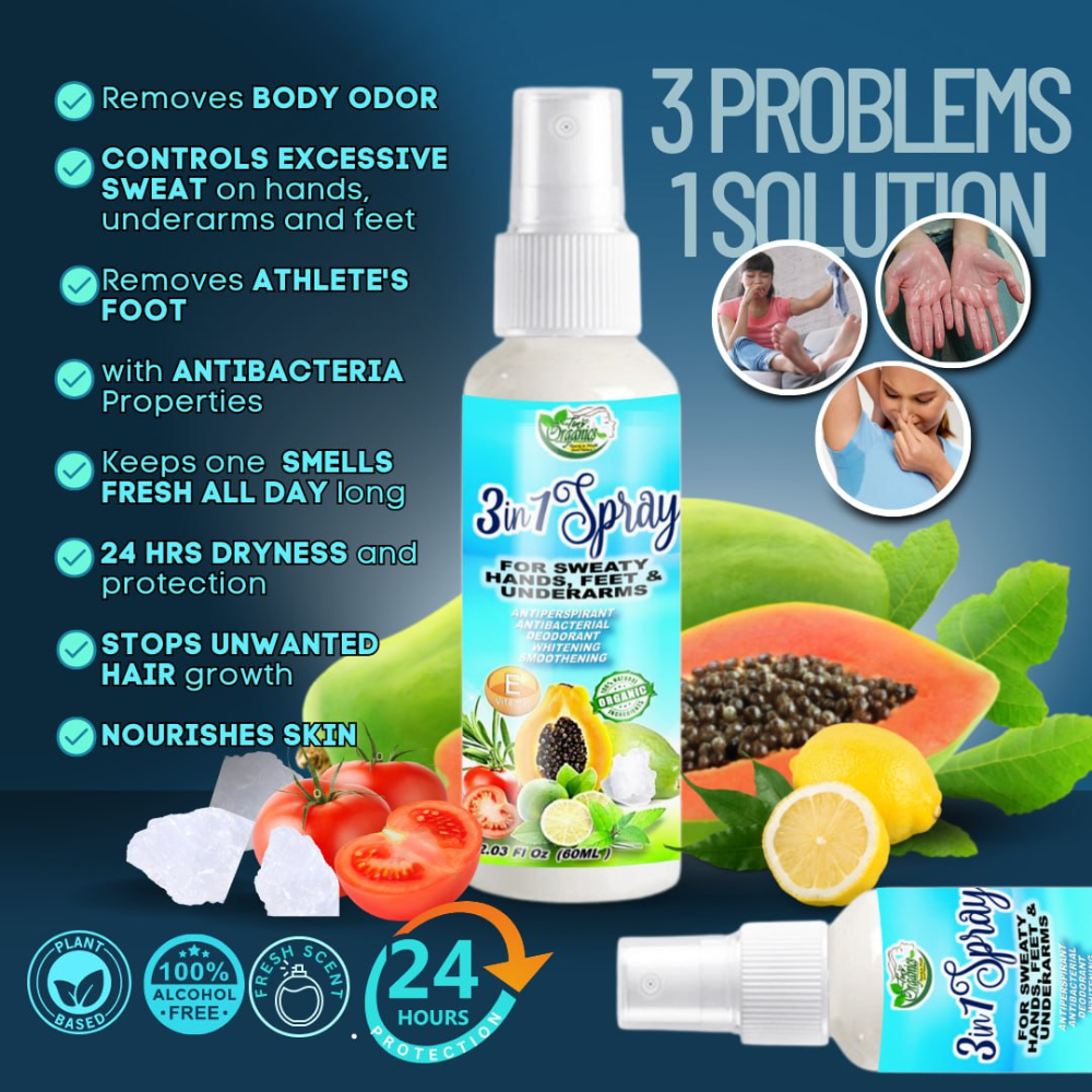 3 in1 Body Spray for Underarms and sweety hands and feet