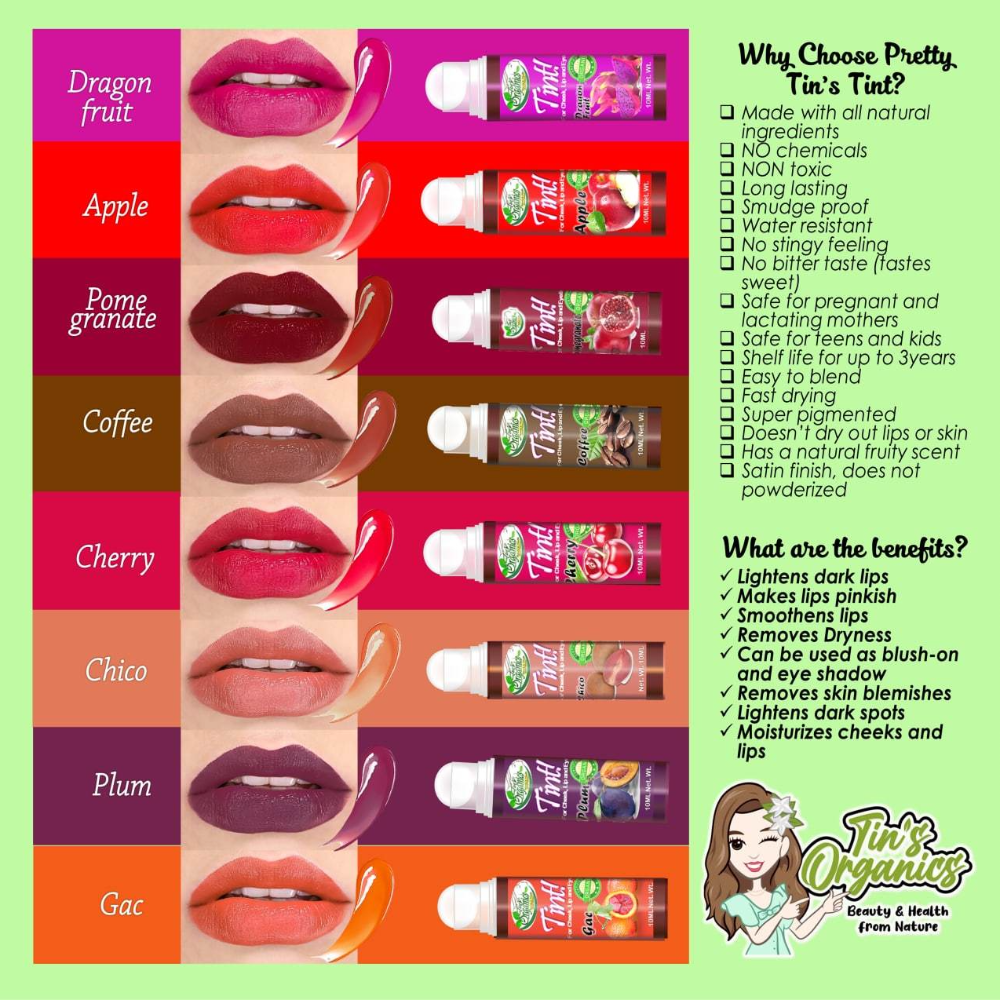 ORGANIC LIP TINT made by fruits by Tins Organic
