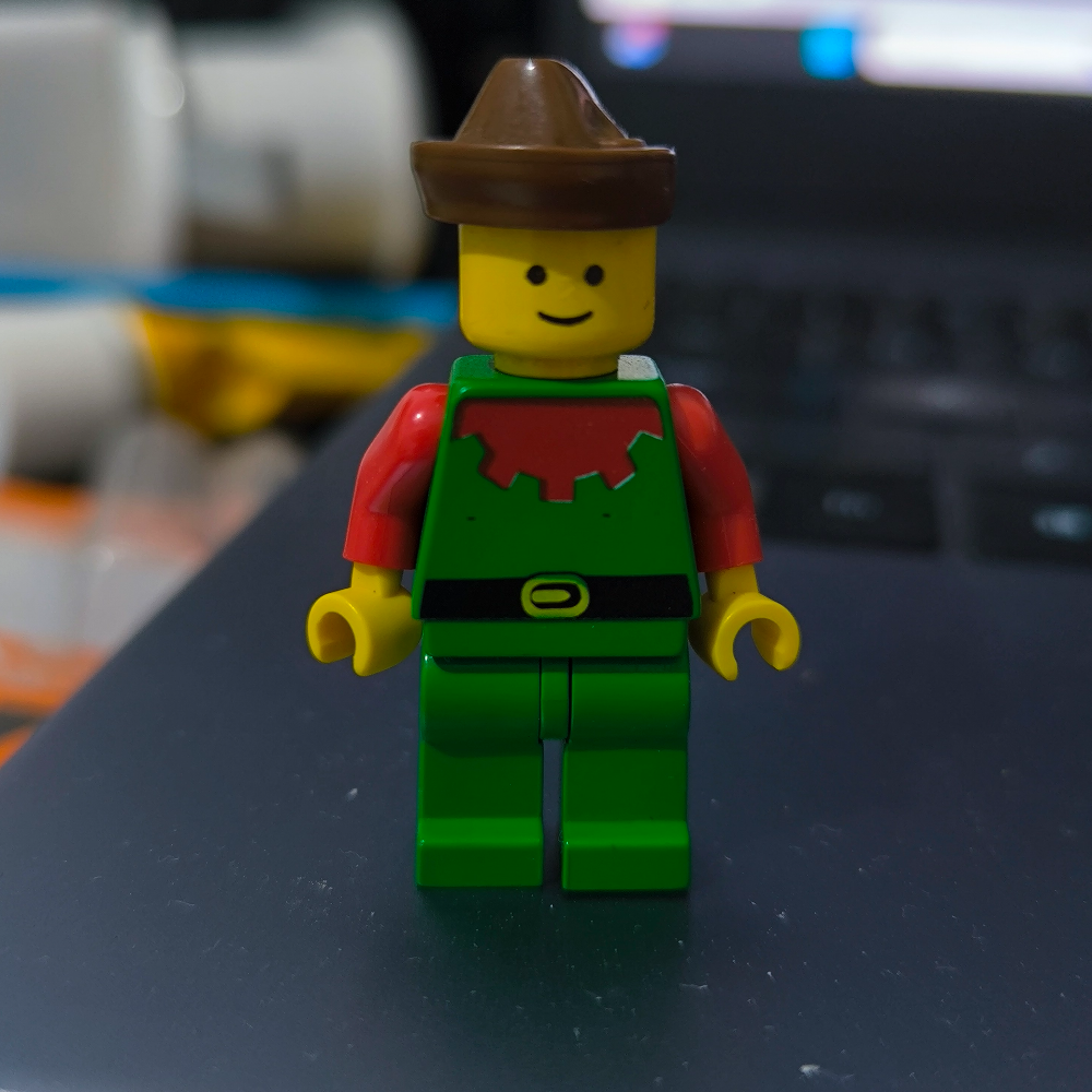 Lego minifigure ForestGuy red arms