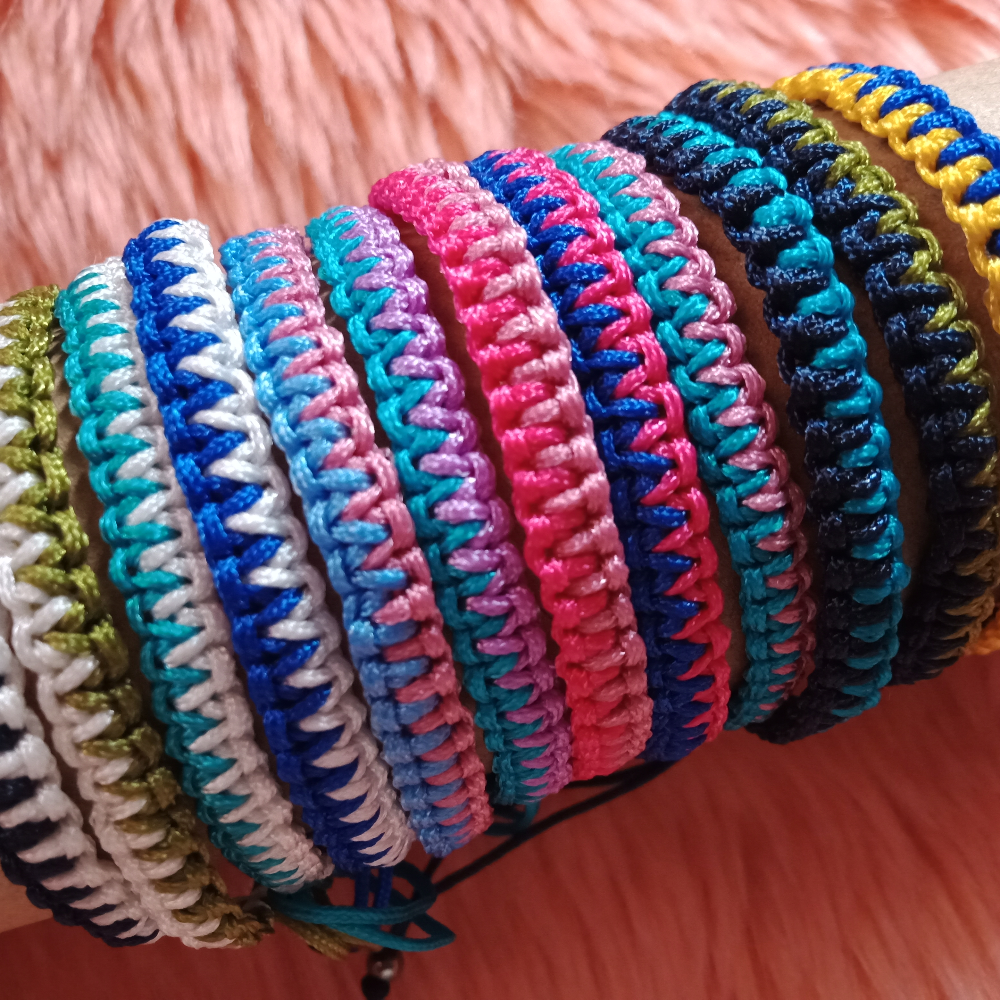 Two-tone zipper design handmade bracelet (sold per dozen)