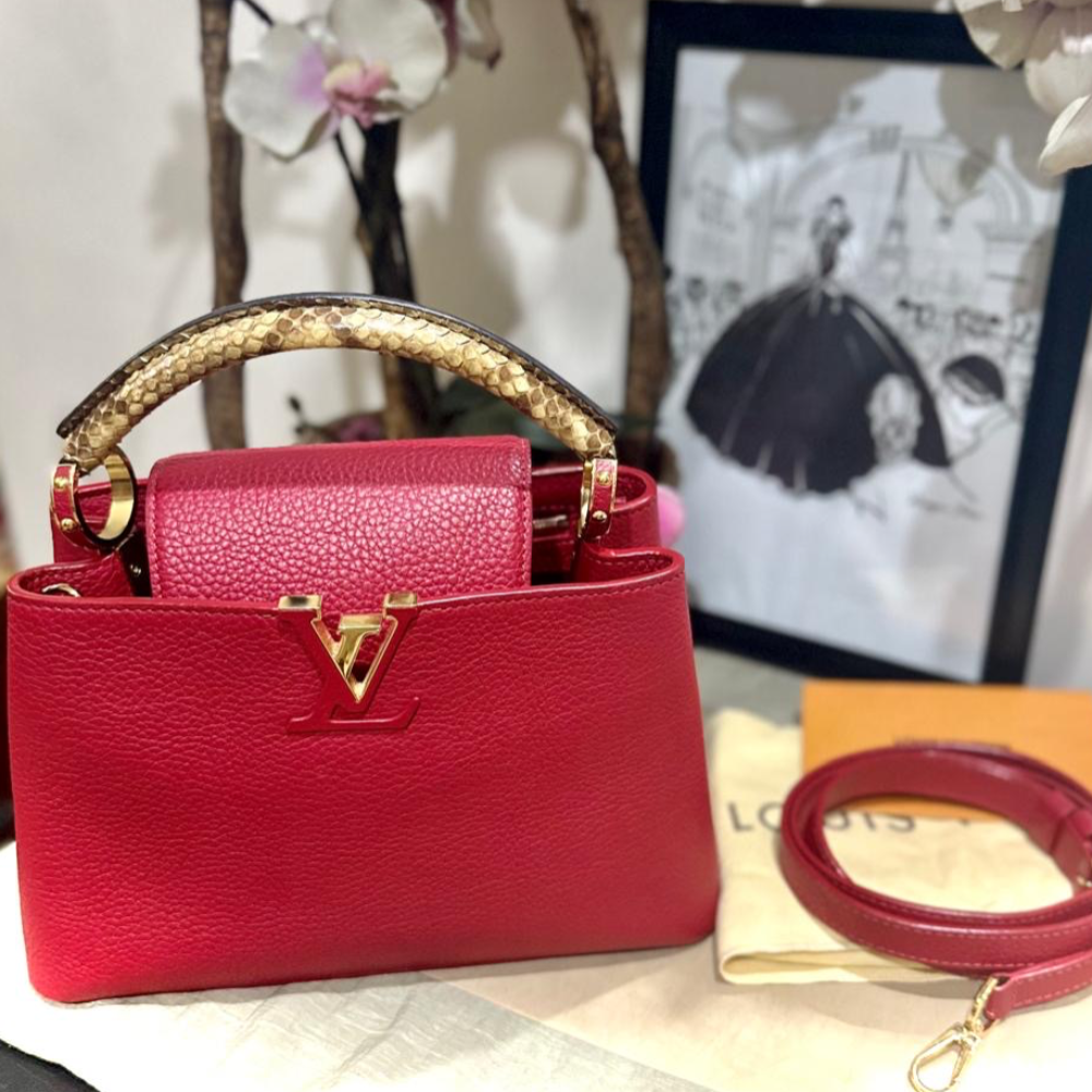 Louis Vuitton Red Capucines BB Python Handle