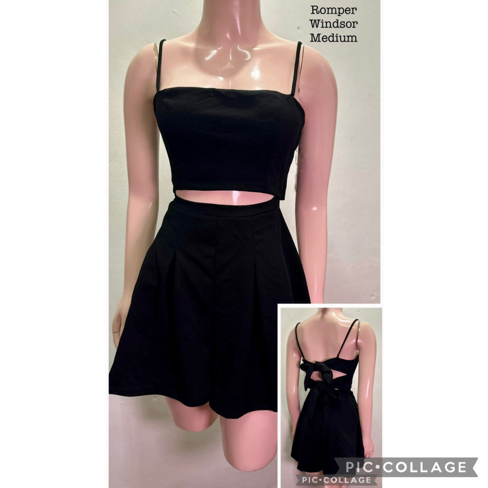 Black sexy tie back romper