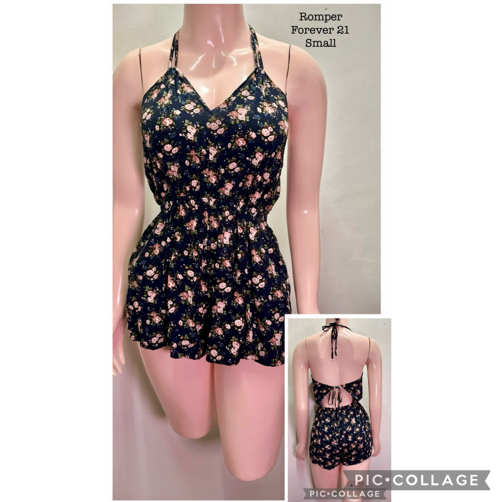 F21 Floral Sexy Backless Romper