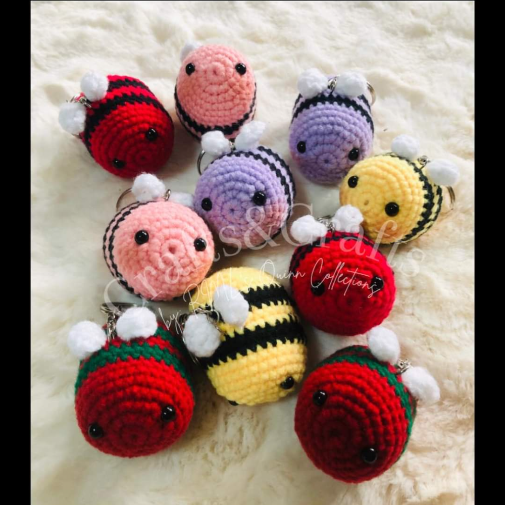 Crochet honeybee keychain