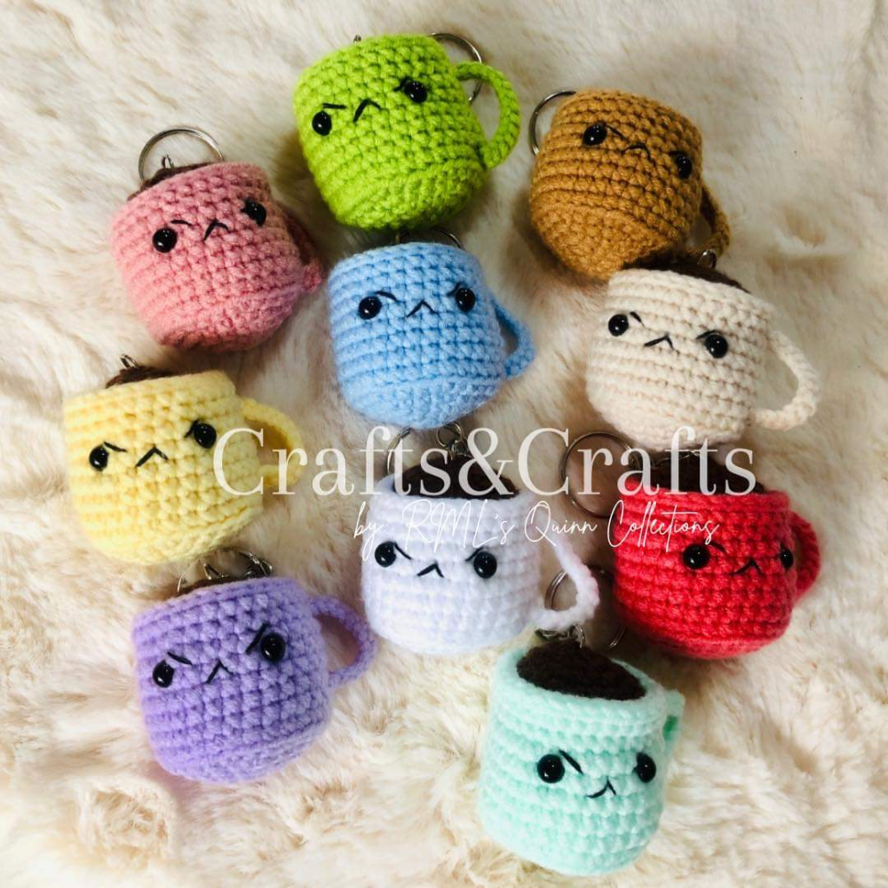 Crochet angry mug keychain