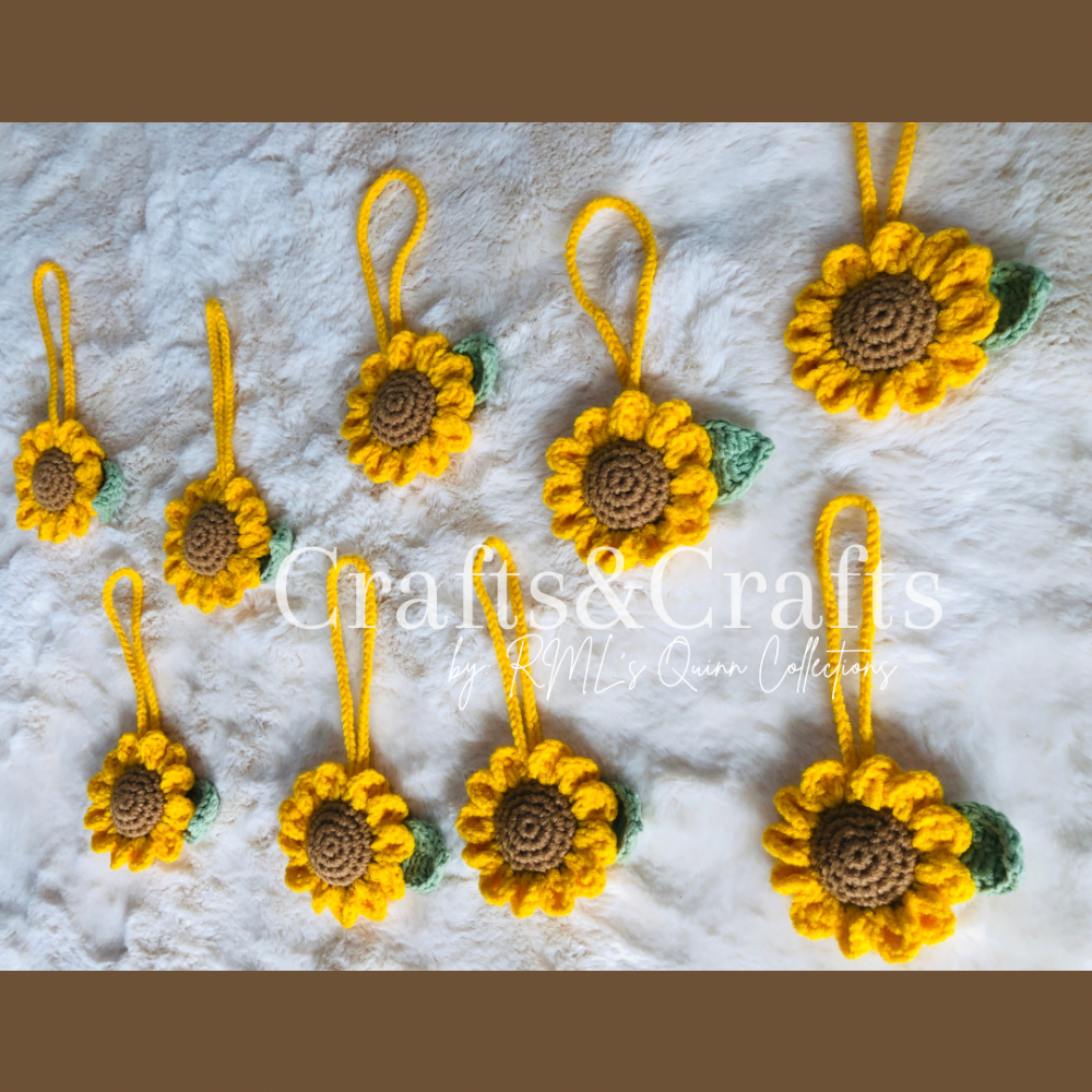 Crochet sunflower bag charm