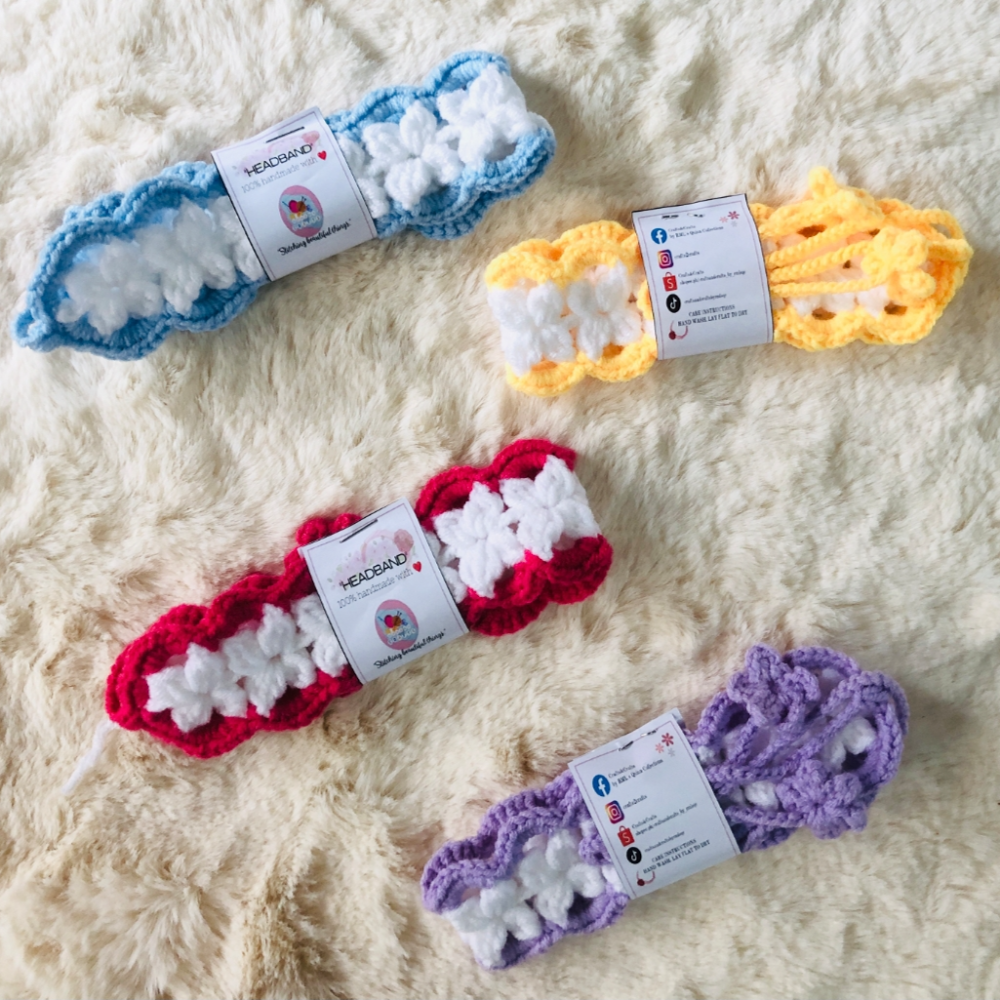 Crochet flower headband