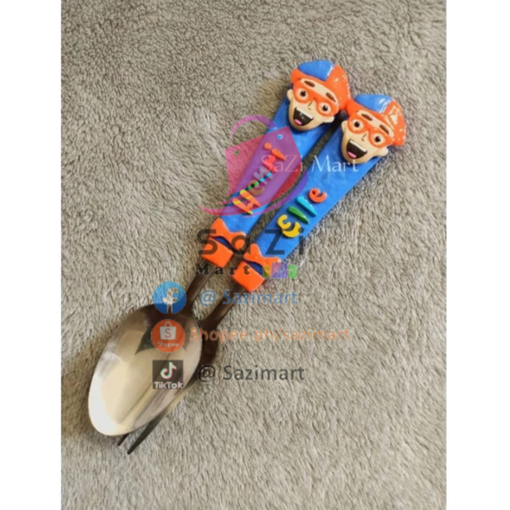 Blippi Personalized Polymer Clay Spoon and Fork