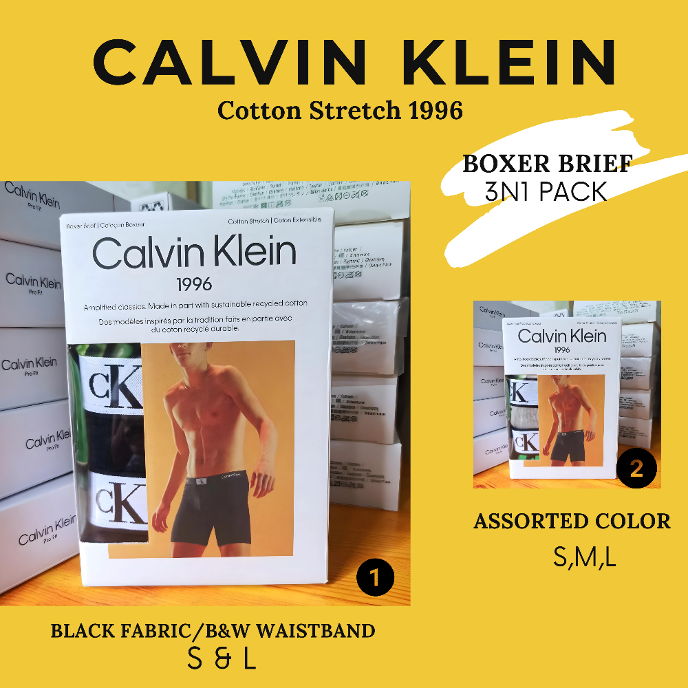 CALVIN KLEIN 1996 BOXER BRIEF Cotton Stretch 3N1 Pack