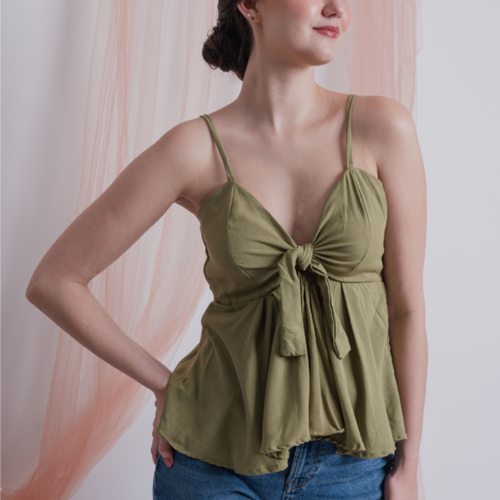 Sage Green Front-Ribbon tie